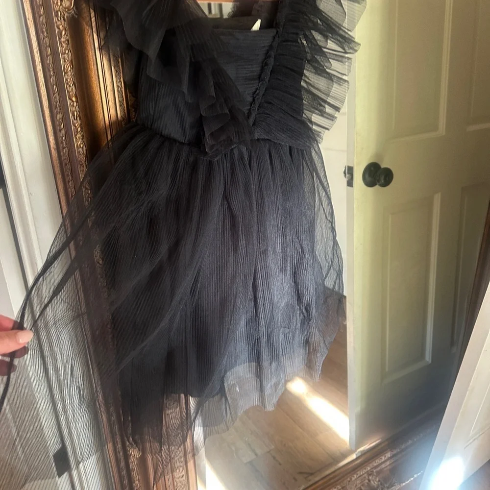 H&M Girls 7 Black Tulle Ruffled Dress - Picture 3 of 7